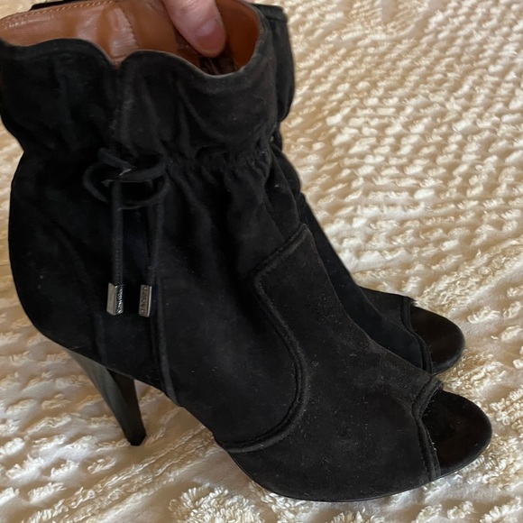 Calvin Klein Shoes - Calvin Klein Black Suede Peep-Toe Ankle Booties
